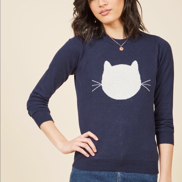 Modcloth Sweaters - ModCloth Fervour Cat Sweater